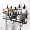 KINCMAX - Matte Black Stainless Steel Shower Caddy with 4 Hooks - Easy Install, High Capacity Wall Organizer for Bathroom Decor 