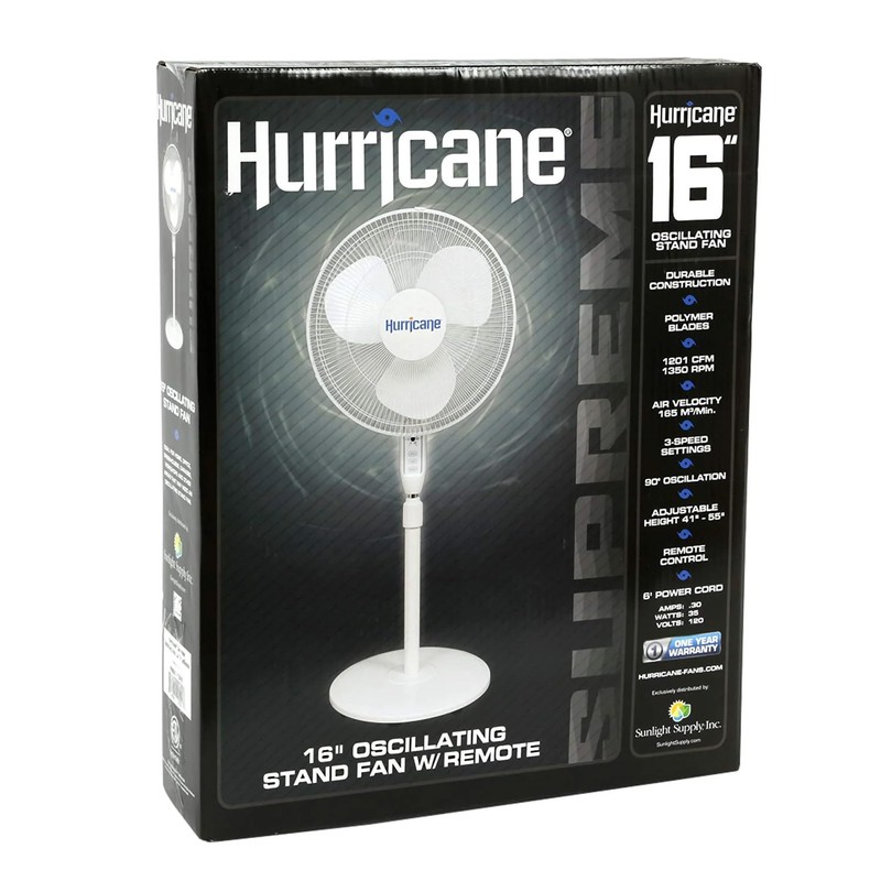 Hurricane Oscillating Pedestal Stand Fan for Home & Bedroom, 16"