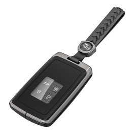 Yamlten Car Key Case for Renault Kadjar Captur Koleos Clio Zoe Megane (IV/4) Dacia Duster, 4 Buttons Metal Renault Key Cover – Black