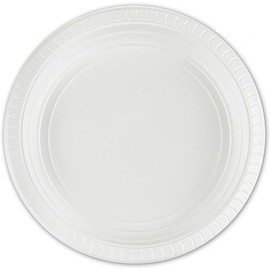 Plasticpro 7 inch Round Plastic Plates Microwaveable, Disposable, White, Dinnerware 100 Count