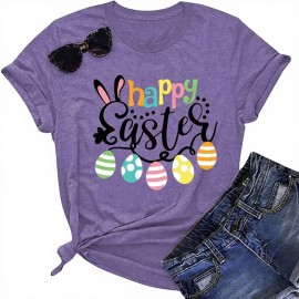 Happy Easter Cute Women's Cotton Sleeveless T-Shirts with Easter Bunny & Egg GraphicsColor: Dark grey, Size: Xl
