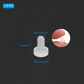 MECCANIXITY 2.7mm Silicone Rubber Solid Plug Soft Flexible Stoppers T-Shaped Silicone Plugs for Hole Translucent White 16 Pieces, 2.7x5.5x5mm