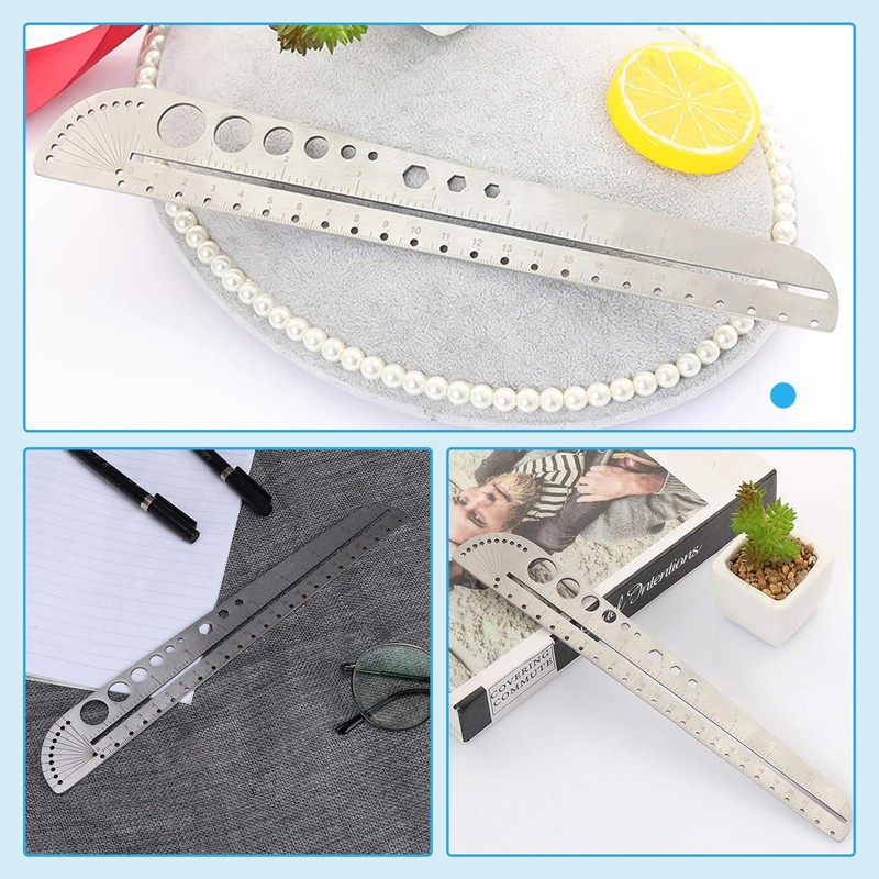 RICISUNG Circular Ruler, Metal Ruler, Multi-functional Ruler, Straight Ruler, Angle
