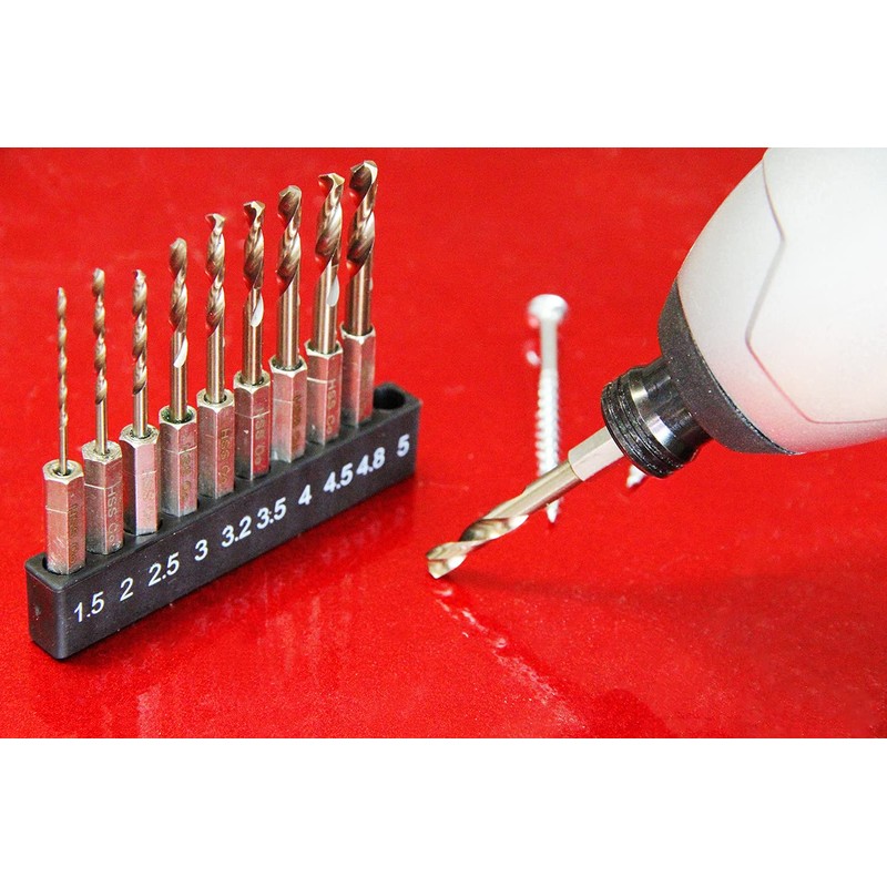 E-Value ESSD-10HEX Hex Shaft Drill Set for Stainless Steel, Short,