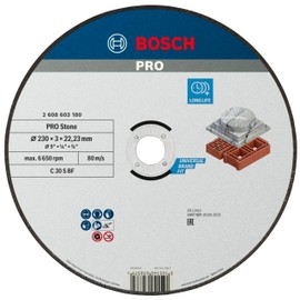Bosch 1x PRO Stone Longlife Cutting Disc for Large Angle Grinder and Bore 22.23 mm (for Hollow brick building block, Marble, Ø 230 mm, Professional Accessory Large Angle Grinder)