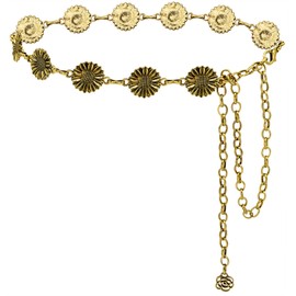 LIMHOO Western Chain Belt for Women Concho Metal Waist Chain for Dresses Western Cowgirl (Flower Gold-S)