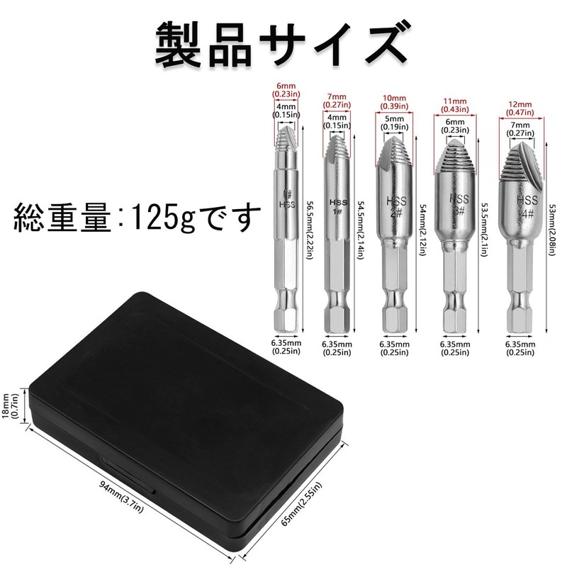 Reverse Tap Screw Hole (Set of 5) Reverse Tap Set,