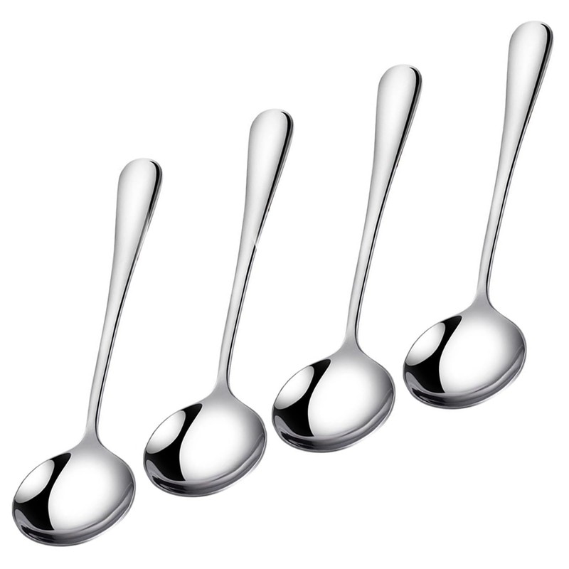 Round Soup Spoons Stainless Steel Spoon, Easy-Clean Round Soup Spoon,