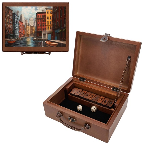 WE Games Custom Image Printed Wooden Shut The Box in