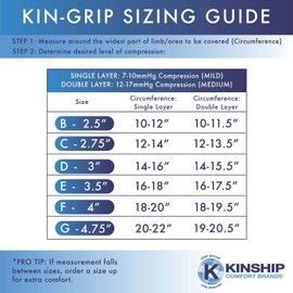 KinGrip Tubular Elastic Support Bandages by Kinship Comfort Brands Tubular Bandage Protects Fragile Skin Latex-Free Wound Care for Edema and Lymphedema Support | Made in USA | Size G 4.75”x2.2 Yards