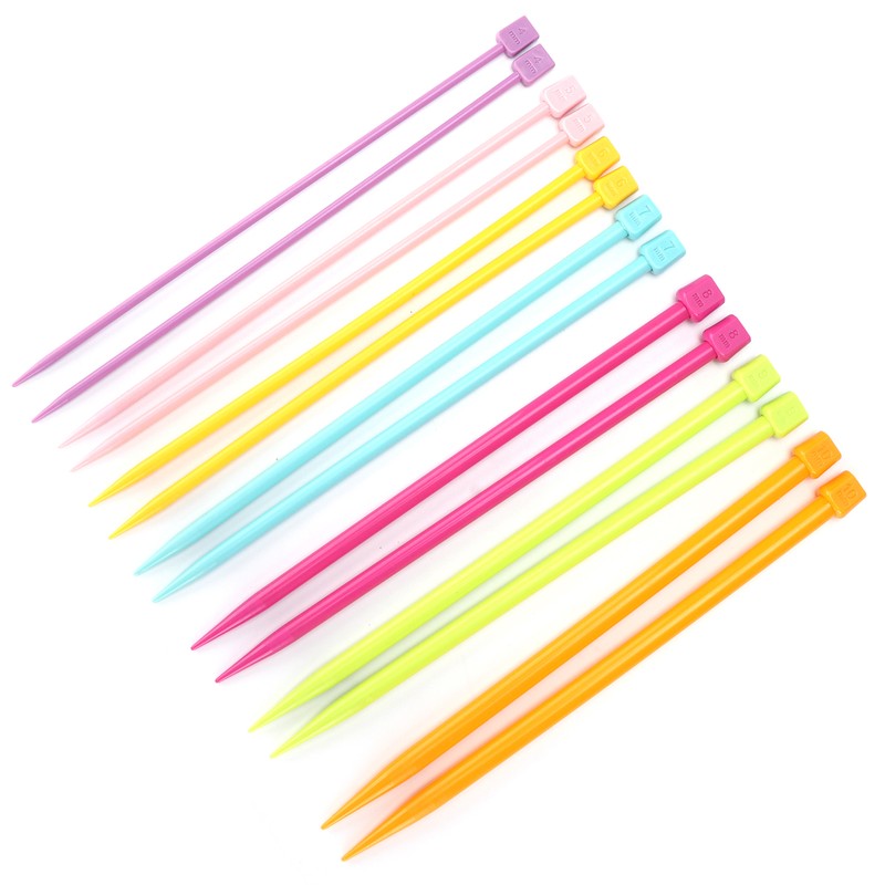 14 Pcs Knitting Needles Multicolour Portable 25cm Sweater Needle Plastic