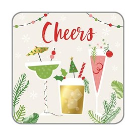 Gina B Designs Christmas Paper Reversible Coasters - Holiday Cheer! - 3.75 x 3.75 inches, Thick Paper, Pack of 20 -Made in The U.S.A.