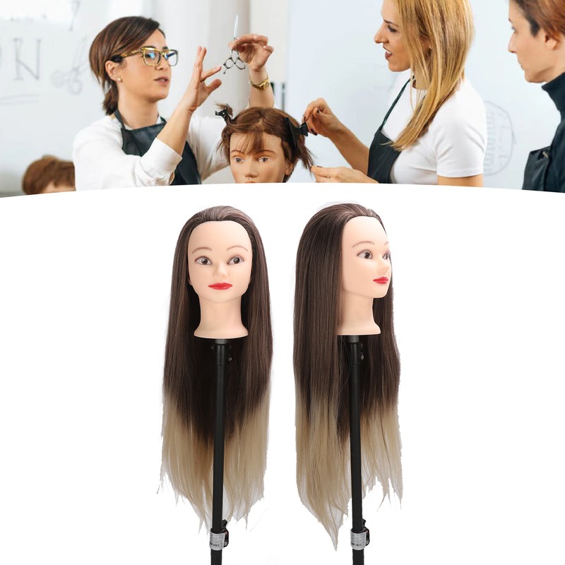 Training Head Long Soft Hair Hairdressing Styling Mannequin Head Hat