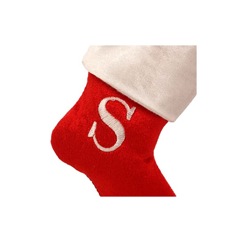 Mini Monogrammed Christmas Stocking (8 in) Red Plush White Cuff
