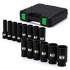 TecoTek 14PCS 1/2" Deep Drive Impact Socket Set, 6-Point, Metric