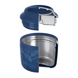 MONBENTO - Insulated Lunch Box MB Element Ginkgo - Leakproof and Insulated Container Keeps Food Hot/Cold for Up to 10 Hours - Work Lunch Packing - BPA Free - Food Grade Safe - Japanese Pattern - Blue
