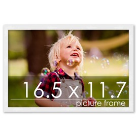 Poster Palooza A3 16.5x11.7 Frame White Solid Pine Wood Picture Frame - A3 Frame | UV Acrylic, Foam Board Backing & Hanging Hardware