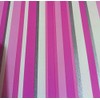 DEBONA Stripe Wallpaper Stripey Striped Metallic Silver Pink White Bold