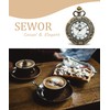 SEWOR Quartz Pocket Watch Shell Dial Magnifier Case with Two