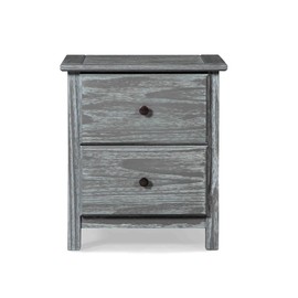 Grain Wood Furniture Greenport 2-Drawer Bedroom Nightstand, Solid Wood with Brushed Grey Finish