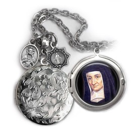 St. Louise de Marillac Locket Necklace, Patron Saint Confirmation Gift, Italian Charms, Catholic Jewelry