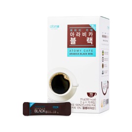 Atomy Arabica Black Instant Coffee Mini – 70 Sticks | Sugar-Free Dark Roast | Korean Café-Style Coffee