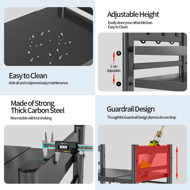 Expandable Microwave Oven Rack, Double Layer Carbon Steel Adjustable Microwave
