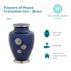 Flowers of Peace Cremation Urn for Ashes, Brass, Blue Urn,