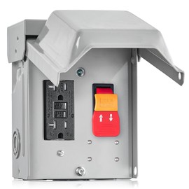 SURAIELEC Outdoor Electrical Outlet with Safety Switch, Rainproof 3R Enclosure, 20 AMP WRTR GFCI Receptacle Plug, Weatherproof Exterior All Metal Power Switch Box with Cover for Backyard, ETL Listed