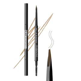 Eyebrow Retractable Definer Pencil, 0.1mm Ultra Slim Waterproof Eyebrow Pencil, Brow Pencil with Precision Tip and Spoolie for Defined Eyebrows, Shapes, Smudgeproof, Fills Brows (03 LIGHT BROWN)