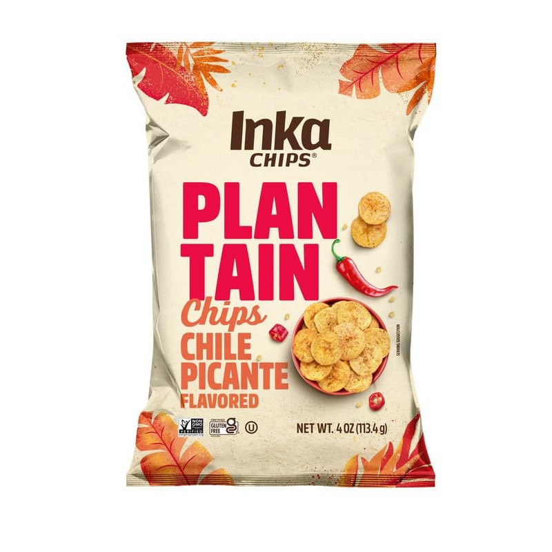 Inka Crops Inka Chips- Chile Picante Plantain chips,4 Ounce (Pack