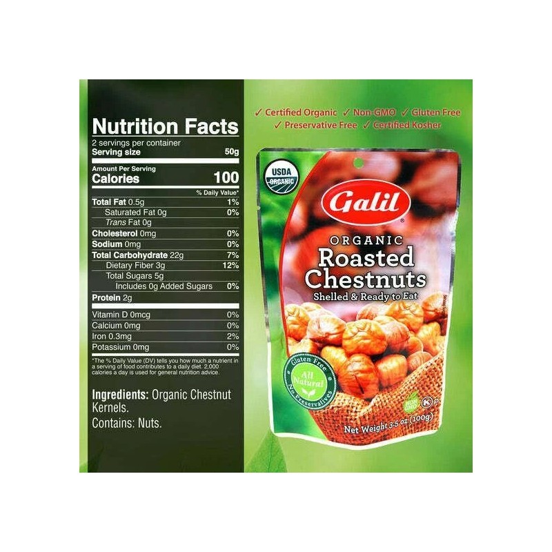 Galil Organic Chestnuts Roasted and Peeled Ready to Eat Turkey