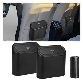 Mini Car Trash Can With Lid, Small Automotive Dustbin Garbage Container, Waterproof and Leak Resistant Car Storage Box with a roll of plastic trash bags, Car Accessories Trash Bin for Vehicle, Home