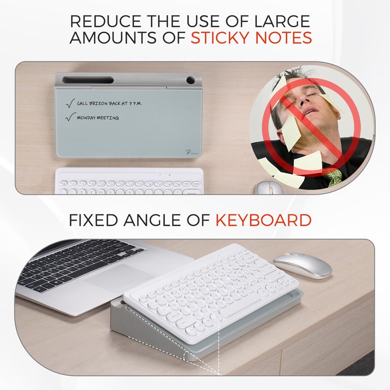 TOWON Small Compact Glass Desktop Whiteboard with Storage – 12