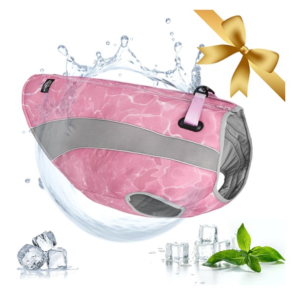 Dog Cooling Vest, Reflective Harness Cooling Jacket with Adjustable Zip,