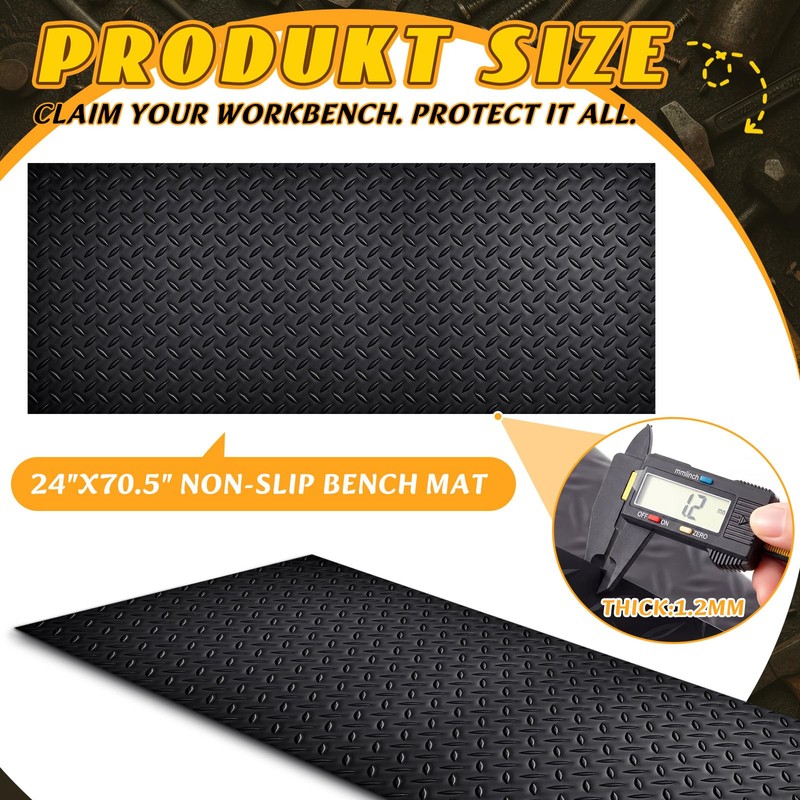 Extra-Long Workbench Mat 24" x 70.5", Scratch-Resistant PVC Work Bench