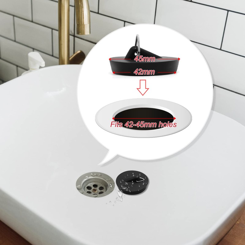 MAIXINNEW Bath Plug with Chain 45mm, Rubber Floating Bath Tub