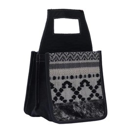 HOPOFLY 4-Pack Bottle Bag (JH-1708) - Black and Gray Aztec-Inspired Holder Totes for Beer, Water, and Soda Bottles, Perfect for Picnics, Travel, and Gatherings, Bottle Tote Bags as Wedding Party Favor