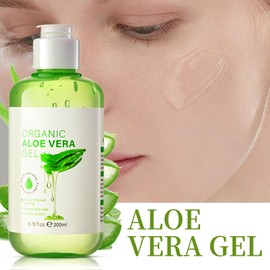 2PC Gel de aloe vera puro, gel hidratante natural de aloe vera, hidratante diario para el rostro, el cabello y el cuerpo, calmante y nutritivo, cuidado después del sol