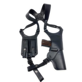 Cardini Leather - Shoulder Holster Made with Premium Colombian Leather - for Full Sized 1911's and Other Like Sized Handguns (Black - Right Hand)…