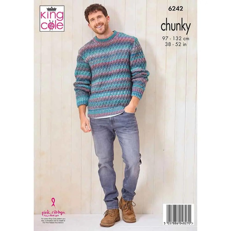 King Cole Chunky Knitting Pattern Mens Sweaters 2 Designs (6242)