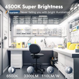 BBOUNDER 3FT LED Shop Light Fixture, Super Bright 3300LM, Cool Daylight White 6500K, Ceiling or Hanging Mount, Durable Garage Shop Lighting for Warehouse, Workbench, Basement, and Business Use, White