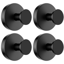 BKV Suction Cup Hooks for Glass Window,Removable Shower Hooks for Inside Shower,Metal Towel Hooks for Bathrooms,4 Pack(Black)