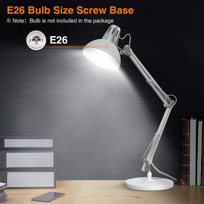 LEPOWER Metal Desk Lamp, Adjustable Goose Neck Architect Table Lamp