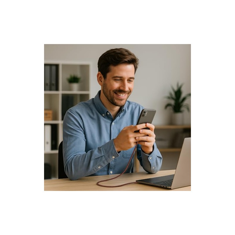 Cable de cuero de carga rápida USB-C a USB-C, elegante