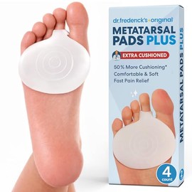 Dr. Frederick's Original Almohadillas metatarsianas Plus - 25% más de amortiguación - 4 piezas - Almohadillas para pies para mujeres y hombres, Beige, 4 Count (Pack of 1)