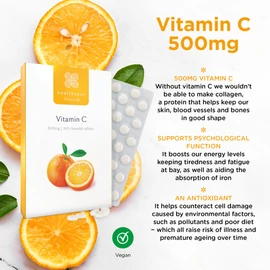 healthspan Healthspan Vitamin C 500mg (160 Chewable Tablets) | Supports Immune & Nervous Systems | Boosts Energy Levels & Psychological Function | Added Natural Citrus Bioflavonoids | Free of Aspartame | Vegan