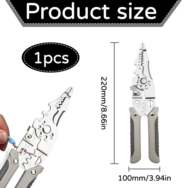 1 x multifunctional wire stripper, crimper, cable cutter, pliers, multifunctional