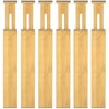 Ryqtop Bamboo Drawer Dividers,17-22" Adjustable Kitchen Drawer Organizer for Clothes,6