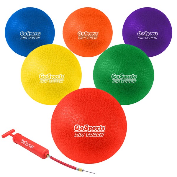 GoSports 8.5" AIR Touch Playground Ball (Set of 6) with Carry Bag and Pump, Multicolor
